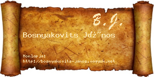 Bosnyakovits János névjegykártya